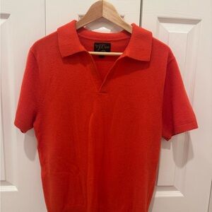 Men's J Crew Cashmere Sweater Polo Shirt Orange, medium